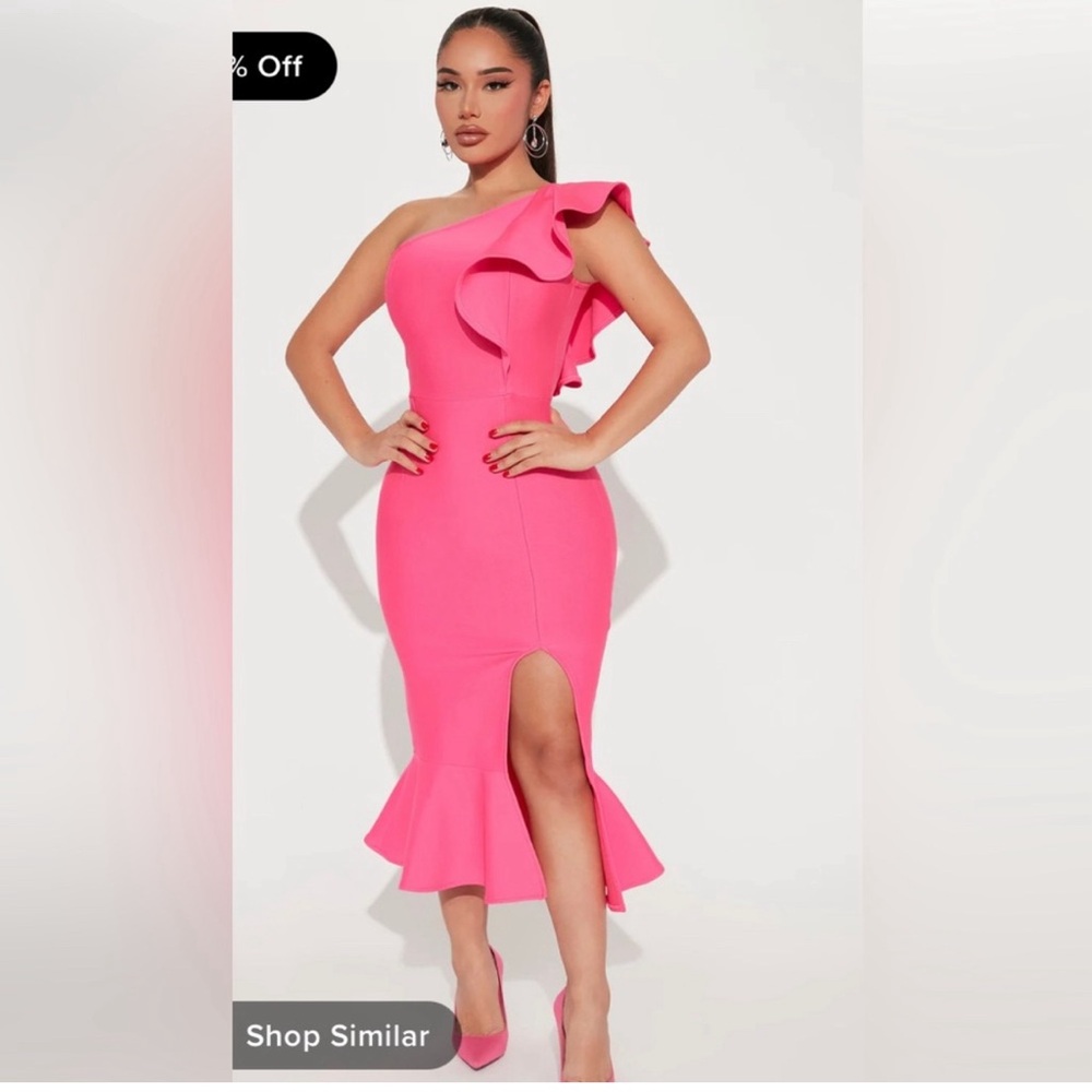 hot pink midi dress